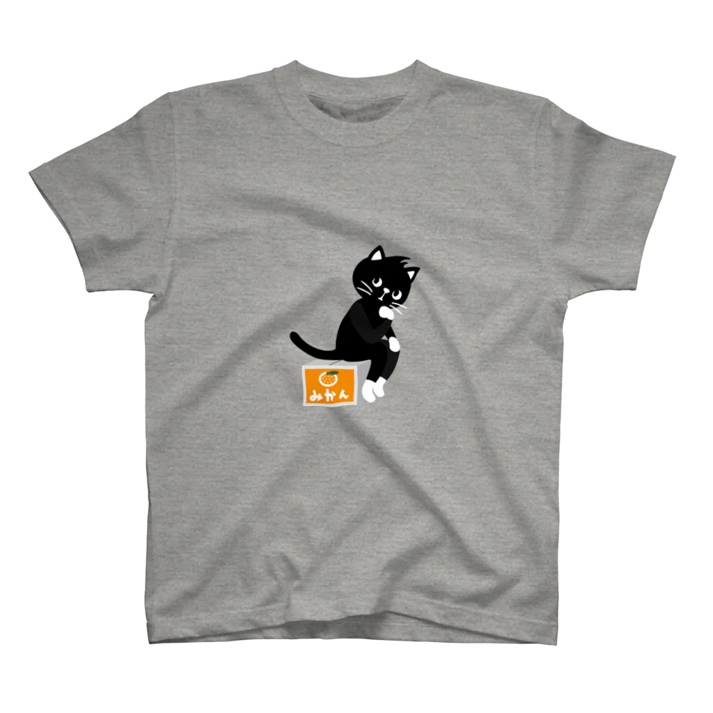 QROOVYの黒猫くん　考える猫 スタンダードTシャツ