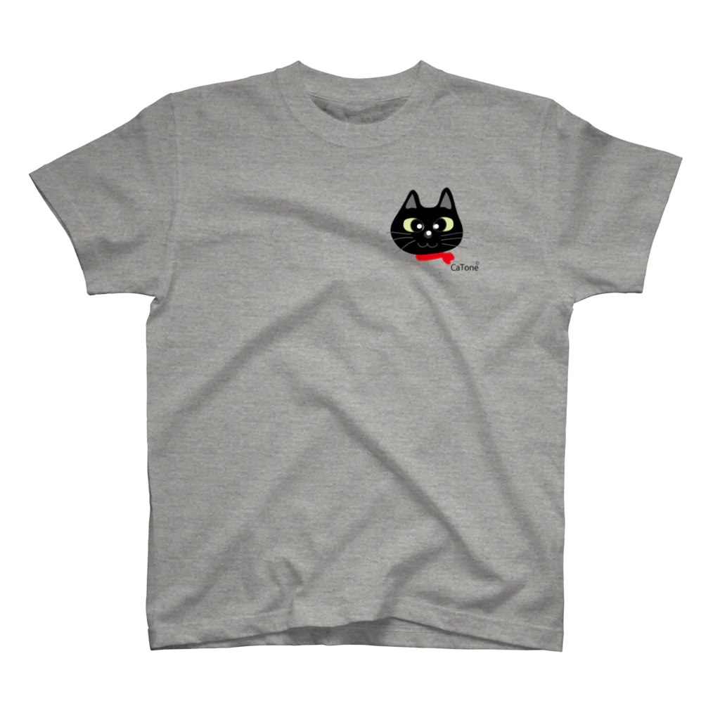 Catoneの黒猫シリーズ　ワンポイントマスク Regular Fit T-Shirt