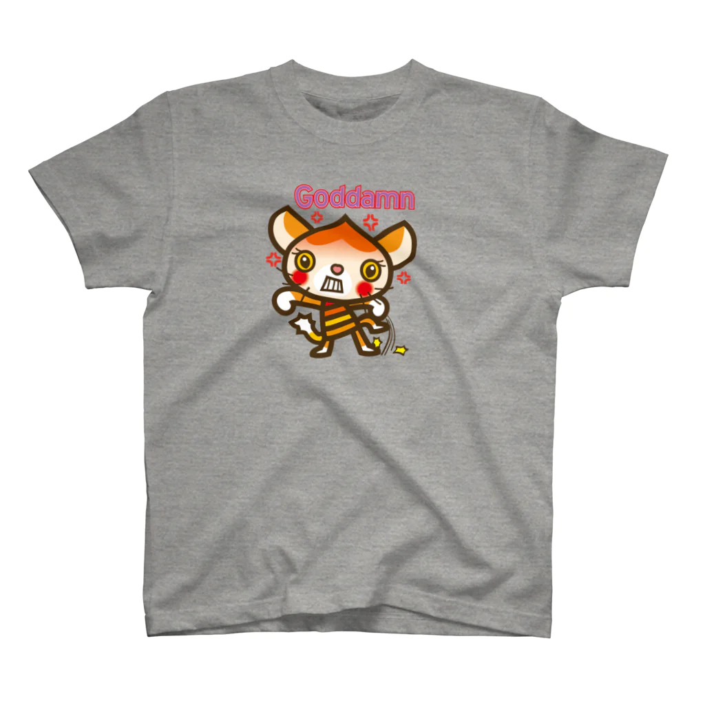 ザ・ワタナバッフルのマロンヘッドのネコ”ガッデム/Goddamn” Regular Fit T-Shirt