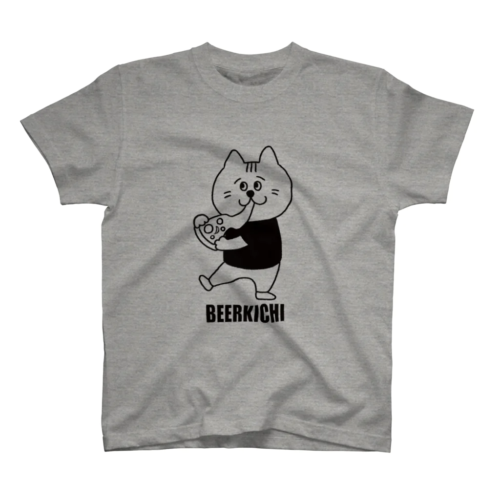 BEERKICHI(ビアキチ)のビアキチくん(ピザ/手描き) グレー スタンダードTシャツ