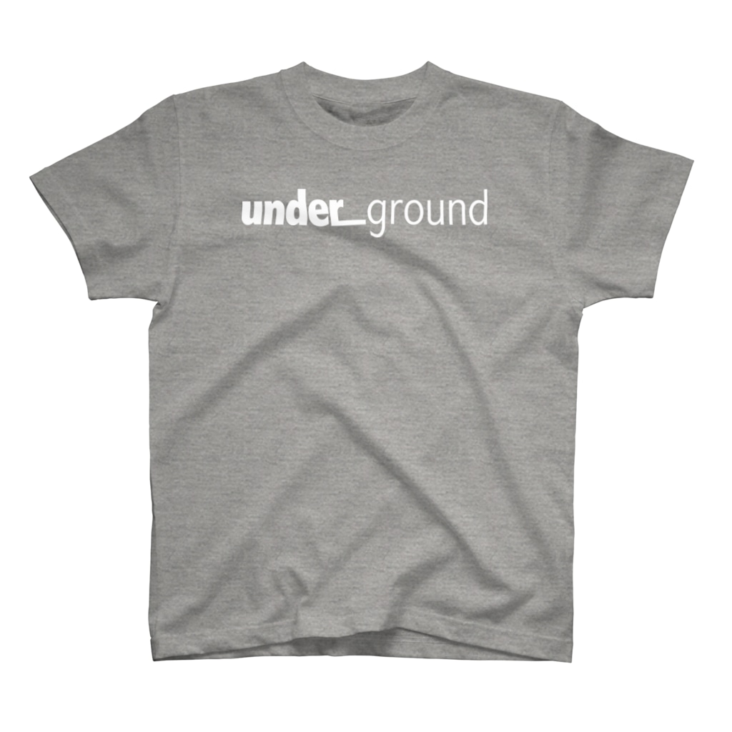 un_grn (月刊アングラ)のunder_ground (white logo)【前】/steps【背】: TS Regular Fit T-Shirt