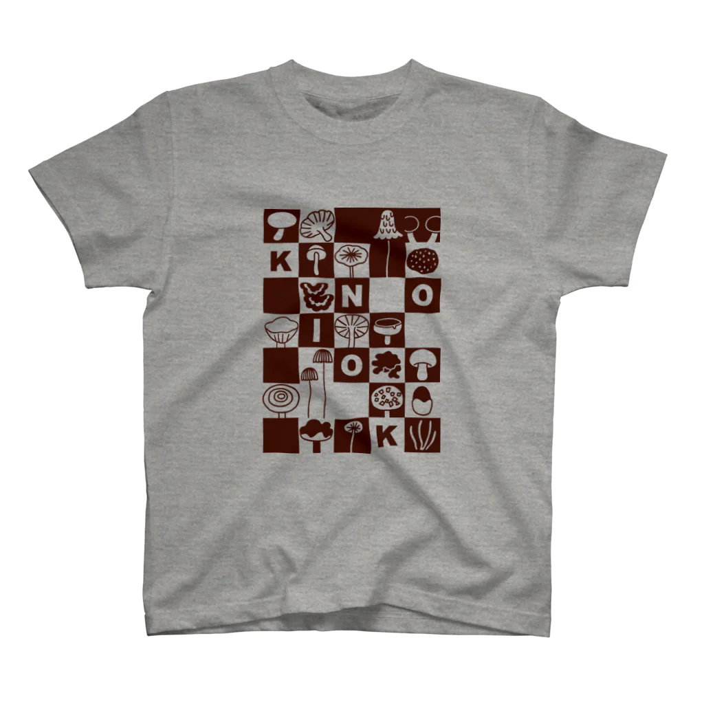 DOTEKKOのKINOKO-GRID　BROWN スタンダードTシャツ