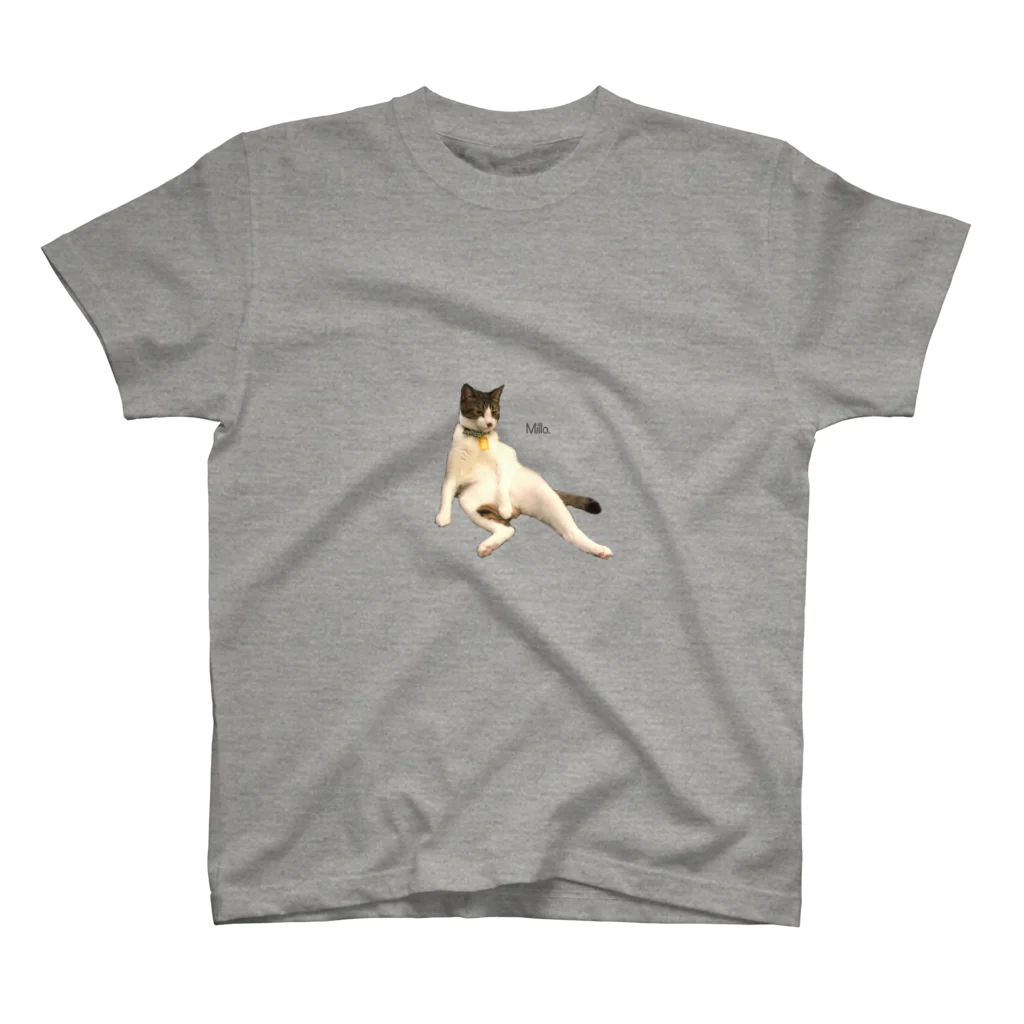 猫カフェ ぶぅたんグッズショップのミロくんおっさん座りTシャツ スタンダードTシャツ
