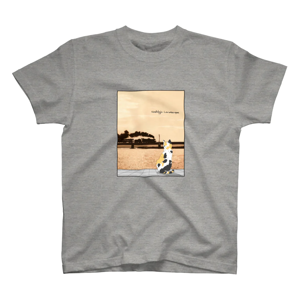 ヴィンテージ鉄道写真グッズの店の日豊本線 小丸川鉄橋を渡るSL (with 三毛猫) Regular Fit T-Shirt
