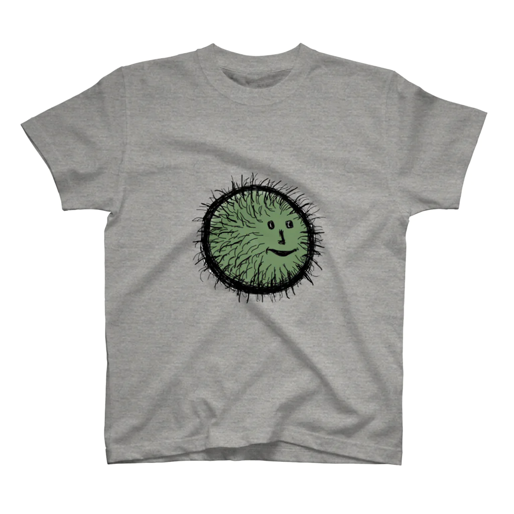 虫鳴り日和の人面苔玉（緑） スタンダードTシャツ