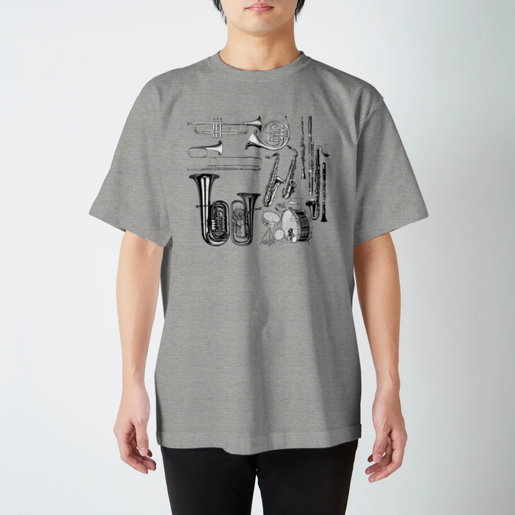 音楽雑貨でぶねこの楽器柄 スタンダードTシャツ