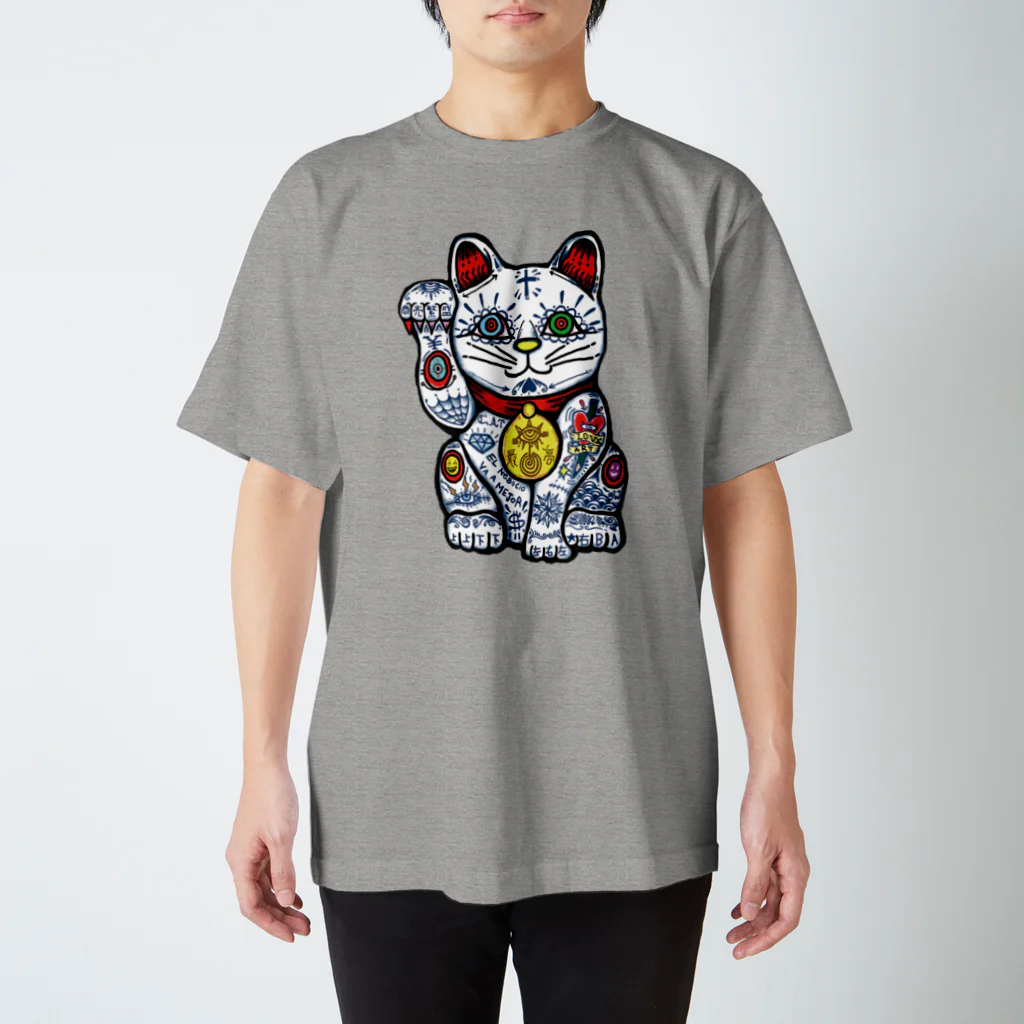 ゴトウヒデオ商店　ゲットースポーツの開運招き猫グラフィックTシャツ スタンダードTシャツ