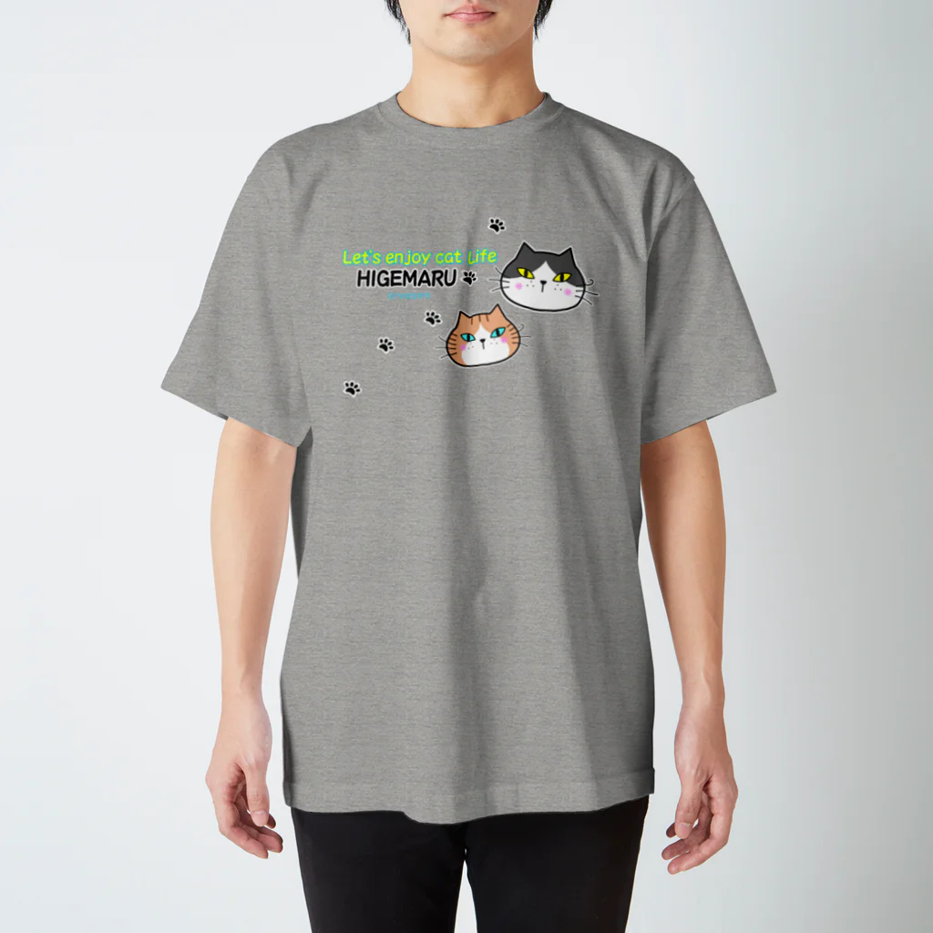 nyappensのひげまるTシャツ（黒ハチワレ＆茶トラ） Regular Fit T-Shirt