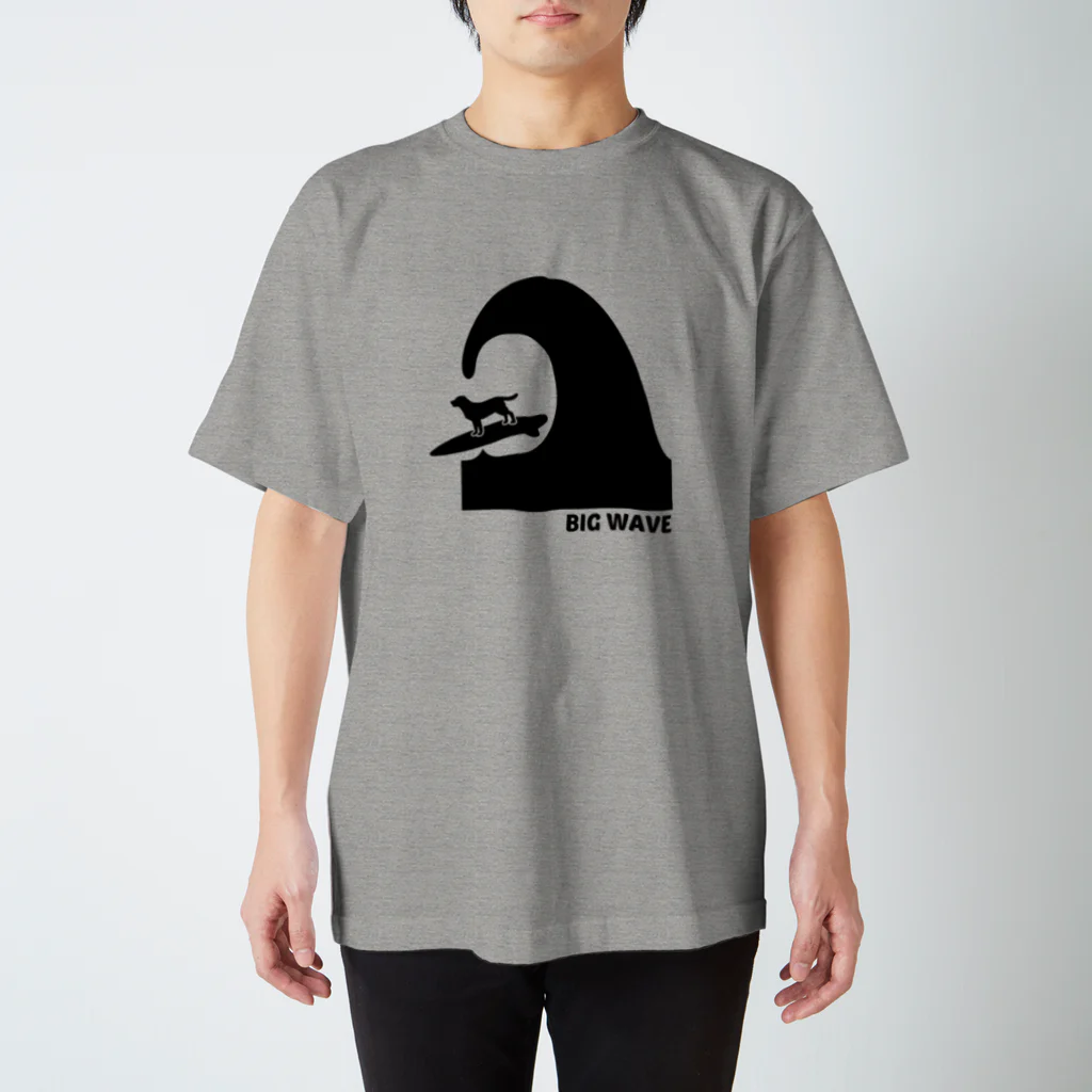 too muchの人間用のBIG WAVE　黒片面 Regular Fit T-Shirt