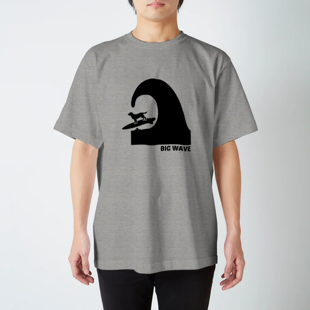 too muchの人間用のBIG WAVE　黒片面 スタンダードTシャツ