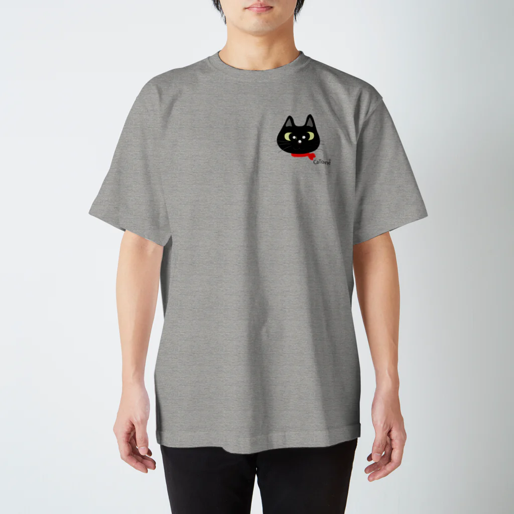 Catoneの黒猫シリーズ　ワンポイントマスク Regular Fit T-Shirt