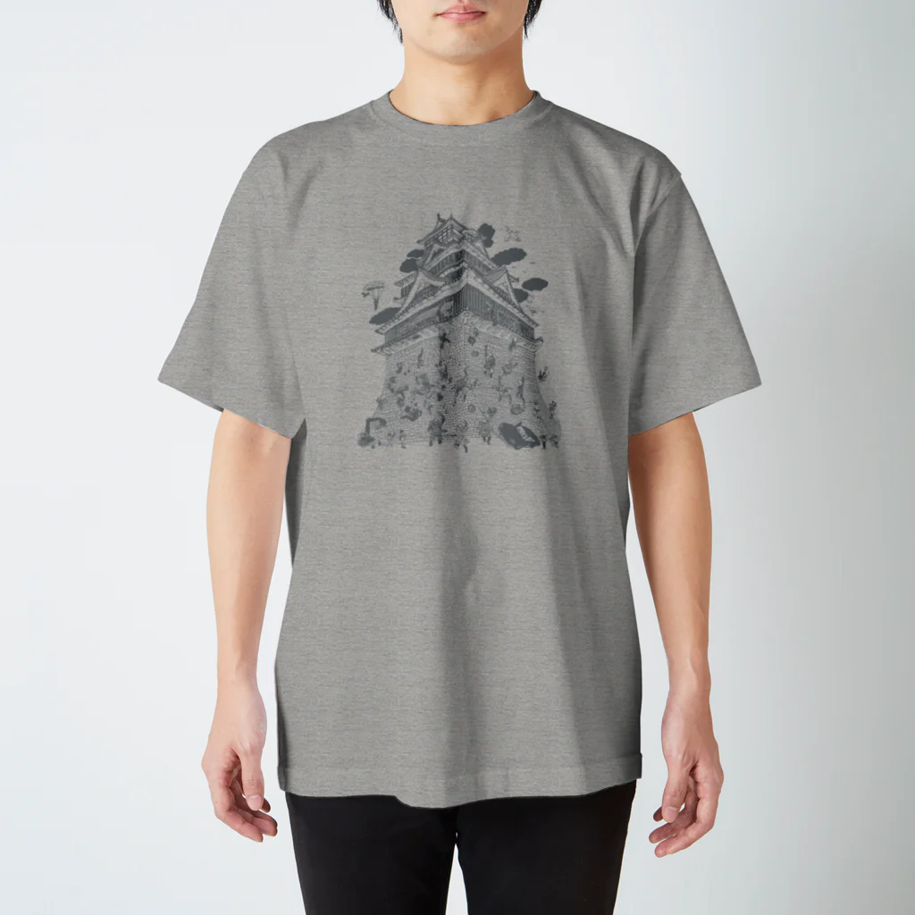 OW STOREの熊本城武者返し　イラストカラー：グレー Regular Fit T-Shirt