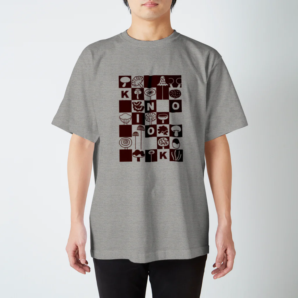 DOTEKKOのKINOKO-GRID　BROWN Regular Fit T-Shirt