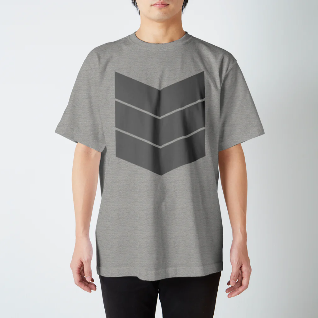 Plastic-Earthの3LINE "GRAY" スタンダードTシャツ