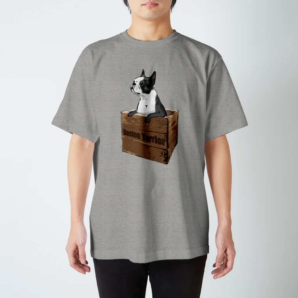 犬グッズの店しえるぶるーの箱入りボストンテリア スタンダードTシャツ