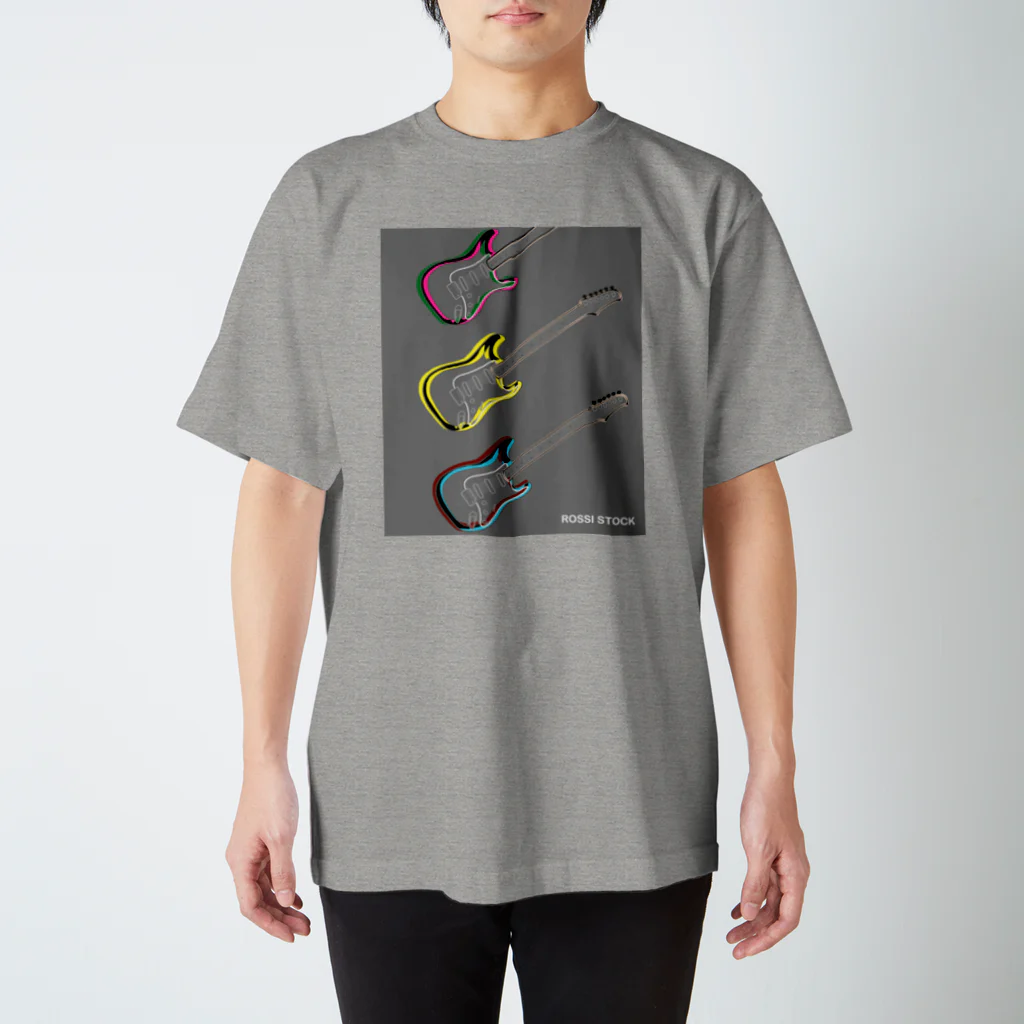 Rossi StockのエレキギターTシャツ(グレー) Regular Fit T-Shirt