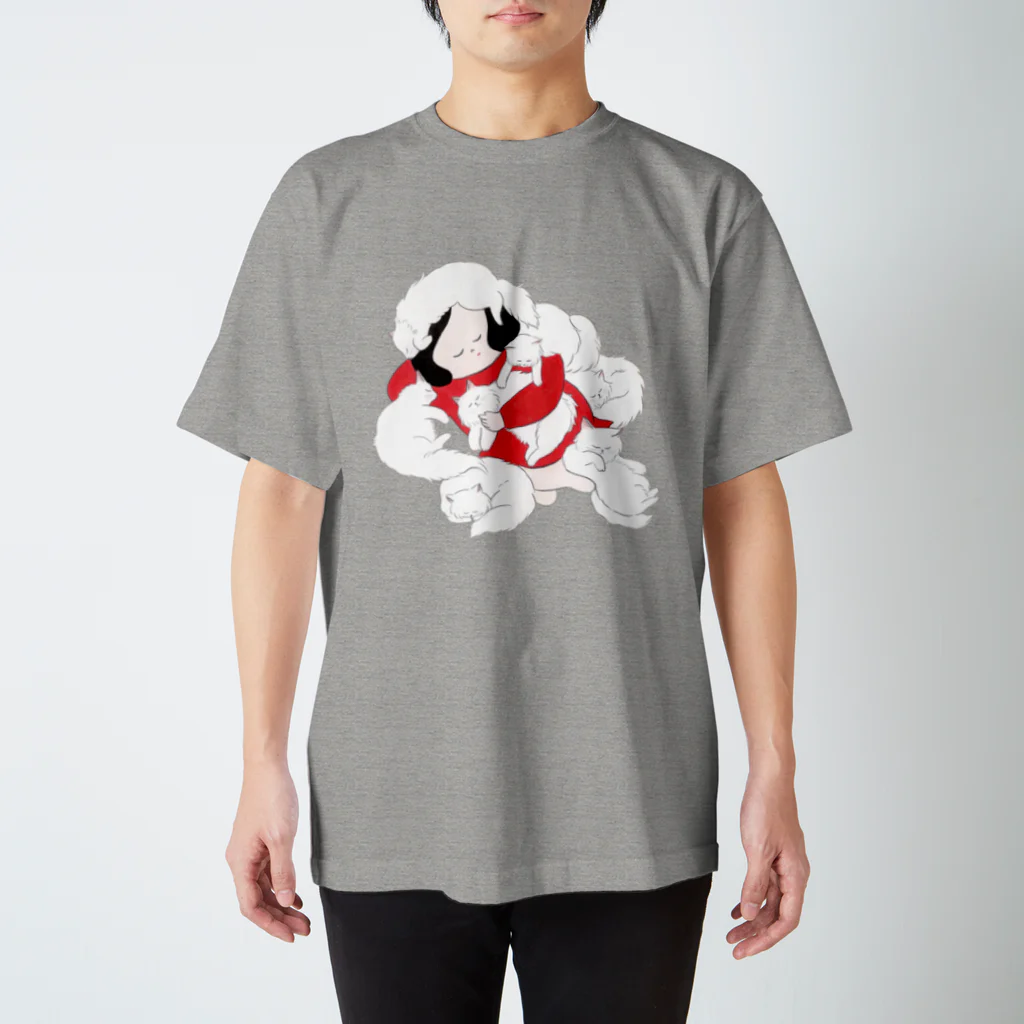 Zacchino!のふわふわ白猫と女の子 Regular Fit T-Shirt