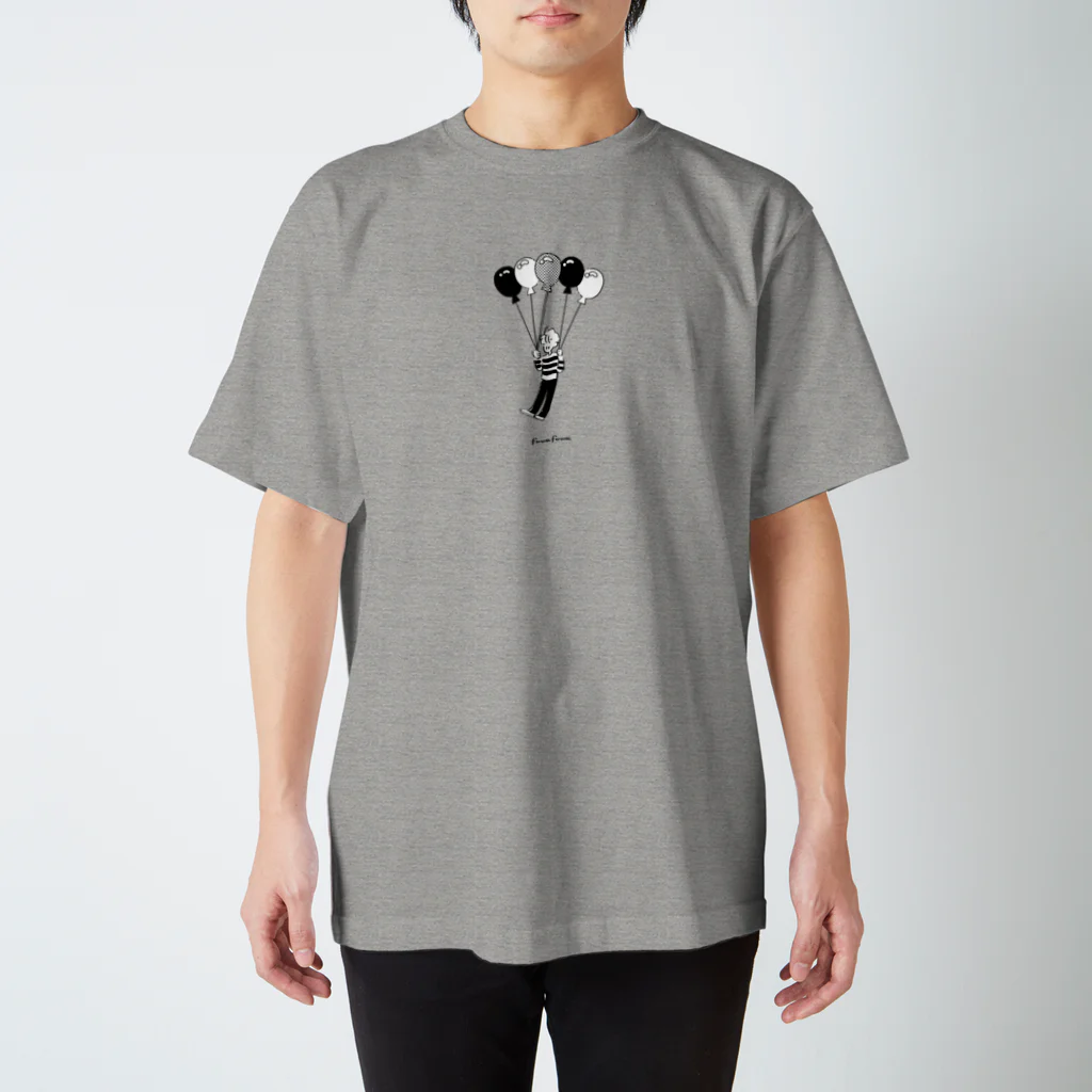 miyoshiの風船ふわりくん(モノクロ) スタンダードTシャツ