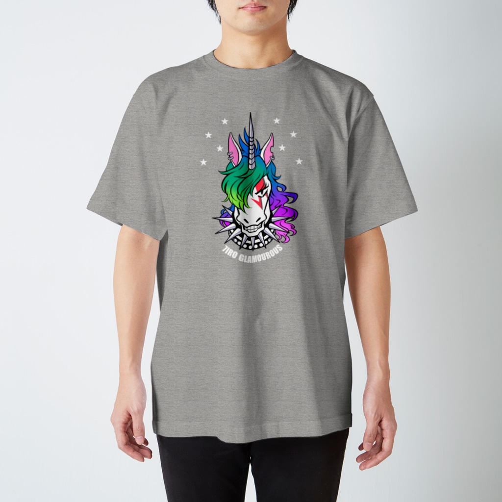 7IRO GLAMOUROUSのノエル・デストロイ・クラッシャーTシャツ☆白文字 Regular Fit T-Shirt