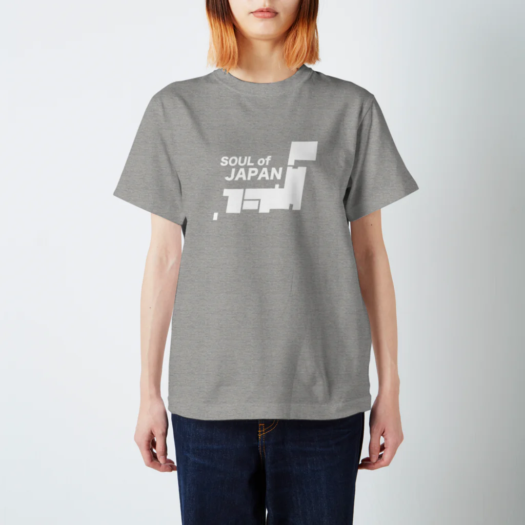 QUQU_WORKSのソウルオブジャパン 日本列島デザイン ホワイト Regular Fit T-Shirt