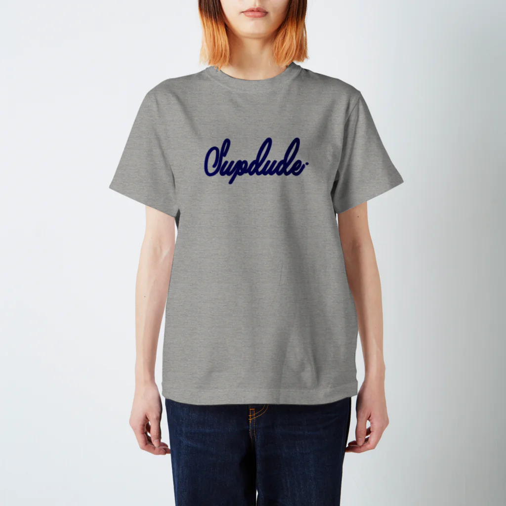 SupdudeのCalligraphy(BlueBase) Regular Fit T-Shirt