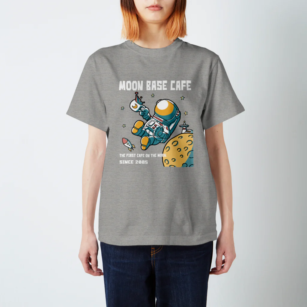 indigo_blue_moonのMOON BASE CAFE (ムーンベースカフェ) フルカラー(背景有り)白 スタンダードTシャツ