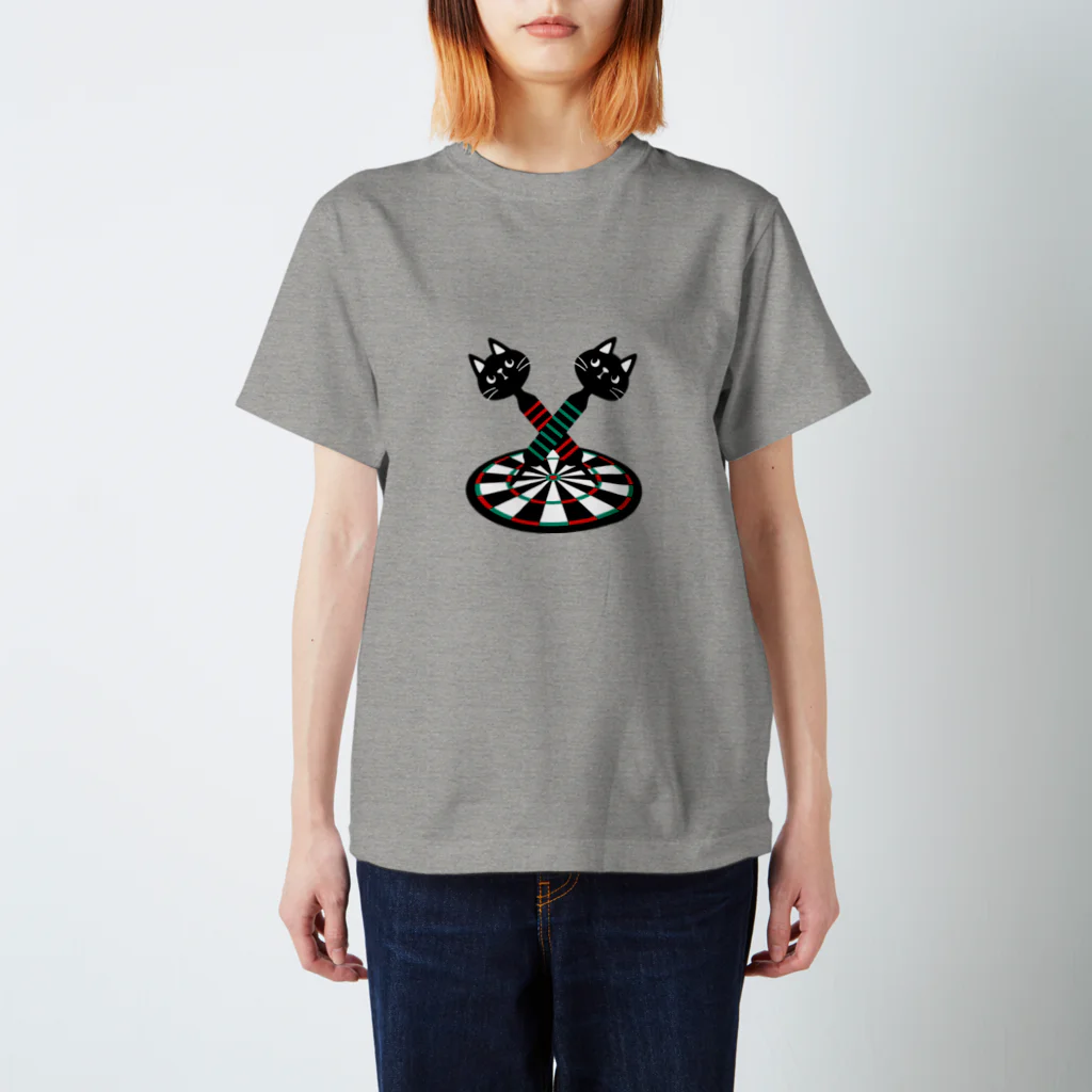 QROOVYのDART NUKO 黒猫くんダーツ Regular Fit T-Shirt