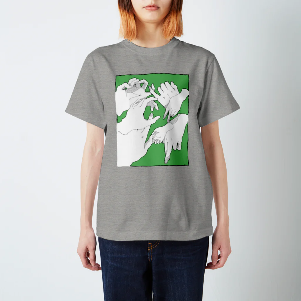 おのまとぺのキミの手、僕の手(緑) スタンダードTシャツ