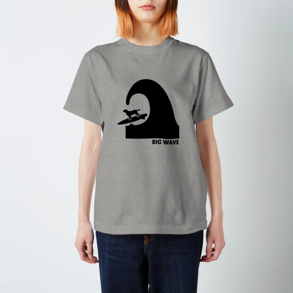 too muchの人間用のBIG WAVE　黒片面 Regular Fit T-Shirt