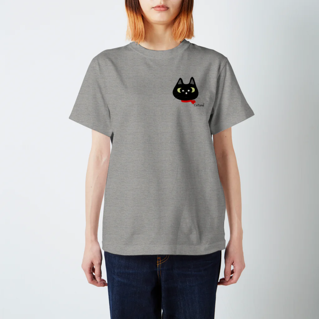 Catoneの黒猫シリーズ　ワンポイントマスク Regular Fit T-Shirt