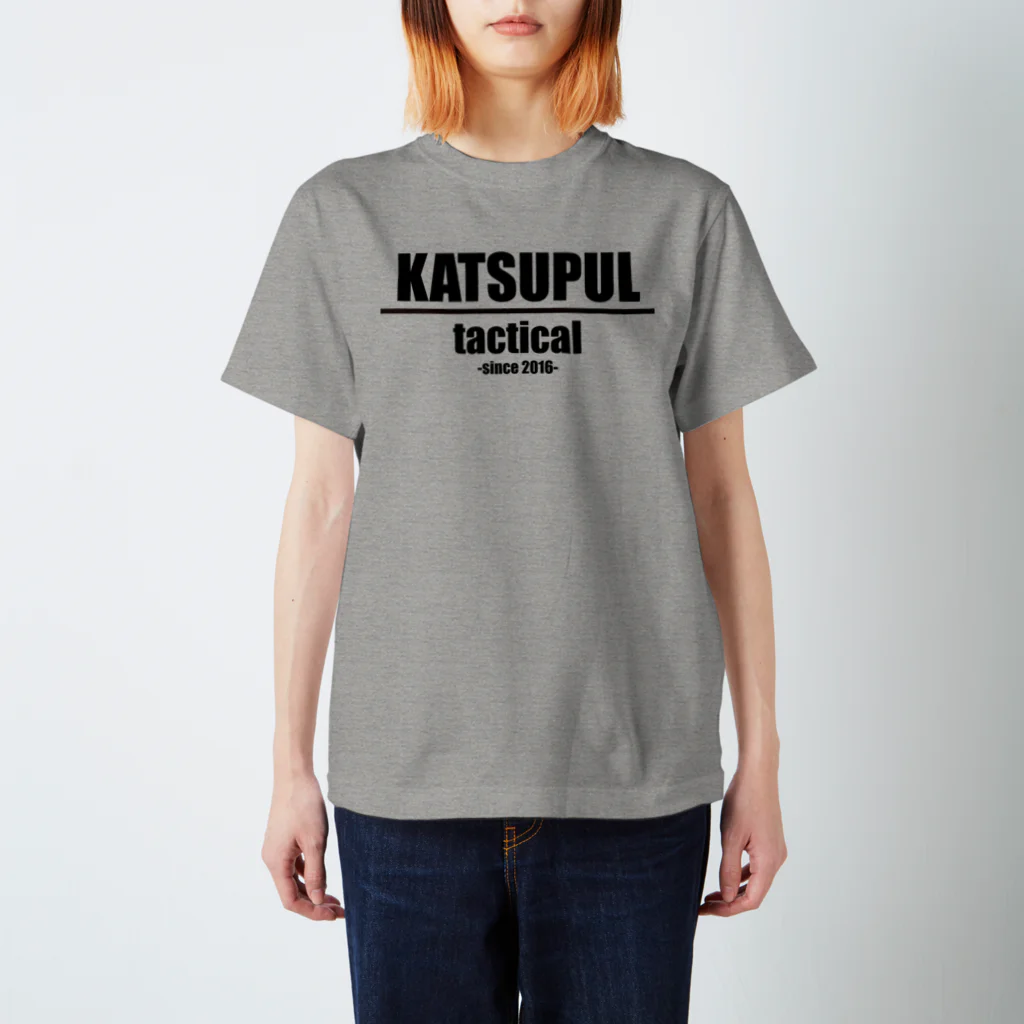 カツプルタクティカルのKATSUPUL tactical ﾍﾞｰｼｯｸﾗｲﾝT-shirt 黒プリント スタンダードTシャツ