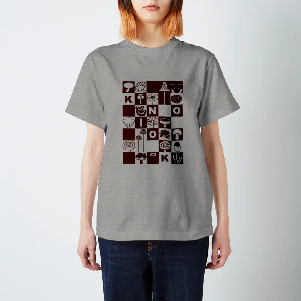 DOTEKKOのKINOKO-GRID　BROWN 티셔츠