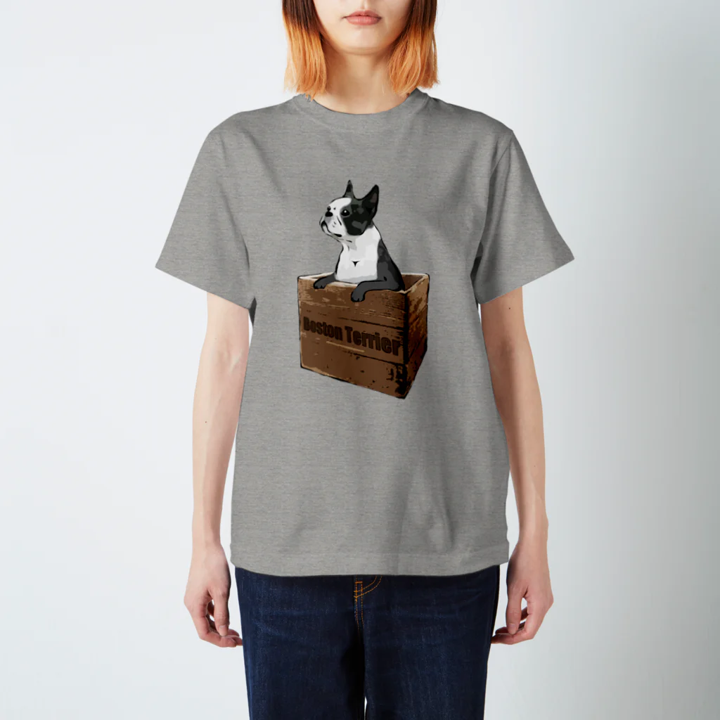 犬グッズの店しえるぶるーの箱入りボストンテリア スタンダードTシャツ