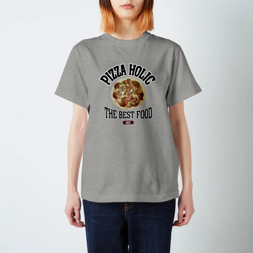 メシテロタイプ（飯テロTシャツブランド）のミックスピザ（ビンテージ風） スタンダードTシャツ