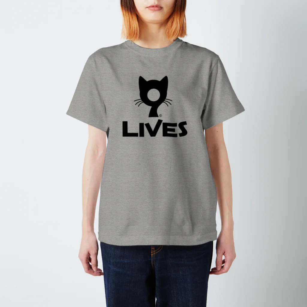 9LIVES 猫たちの王国の9LIVES logo black スタンダードTシャツ