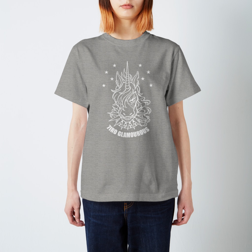 7IRO GLAMOUROUSのノエル・デストロイ・クラッシャー線画Tシャツ濃色 Regular Fit T-Shirt