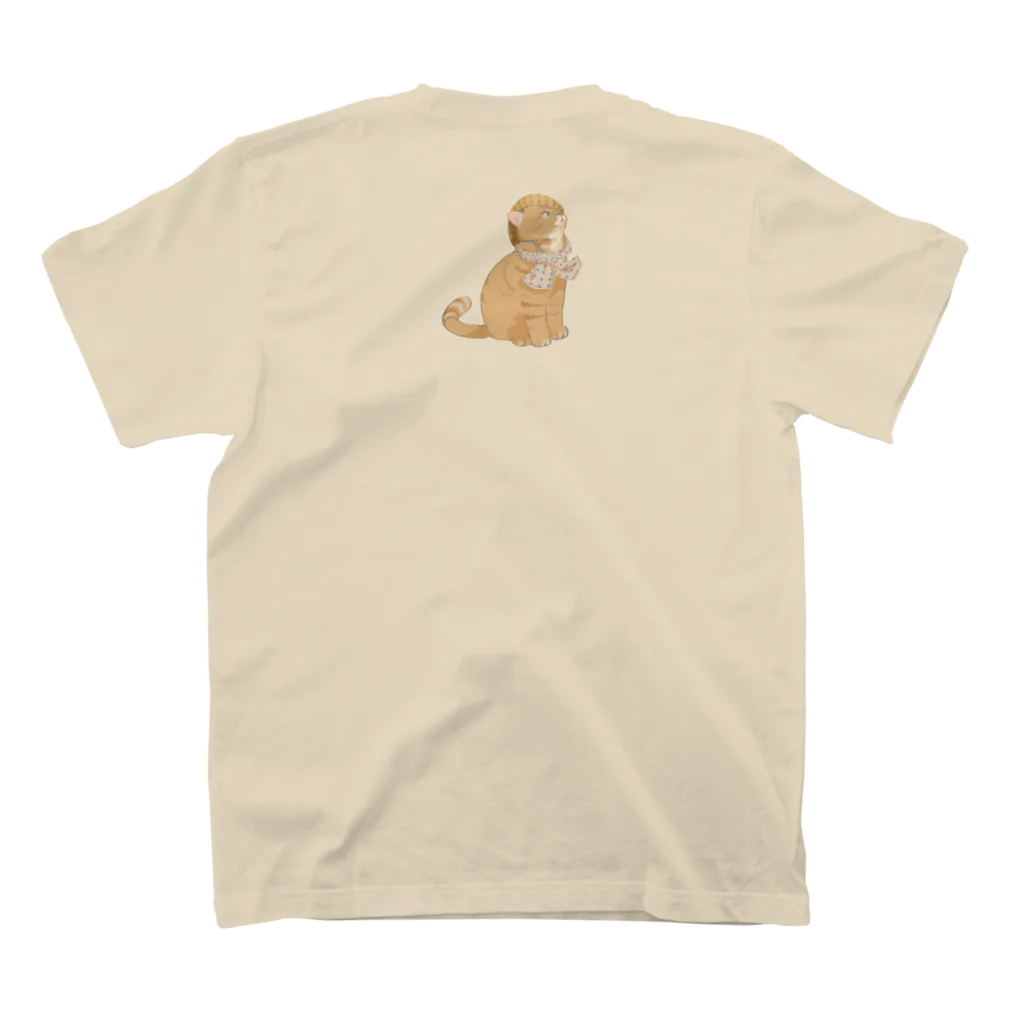 農家の息子猫まるショップのロゴなし(バックプリント小) Regular Fit T-Shirtの裏面