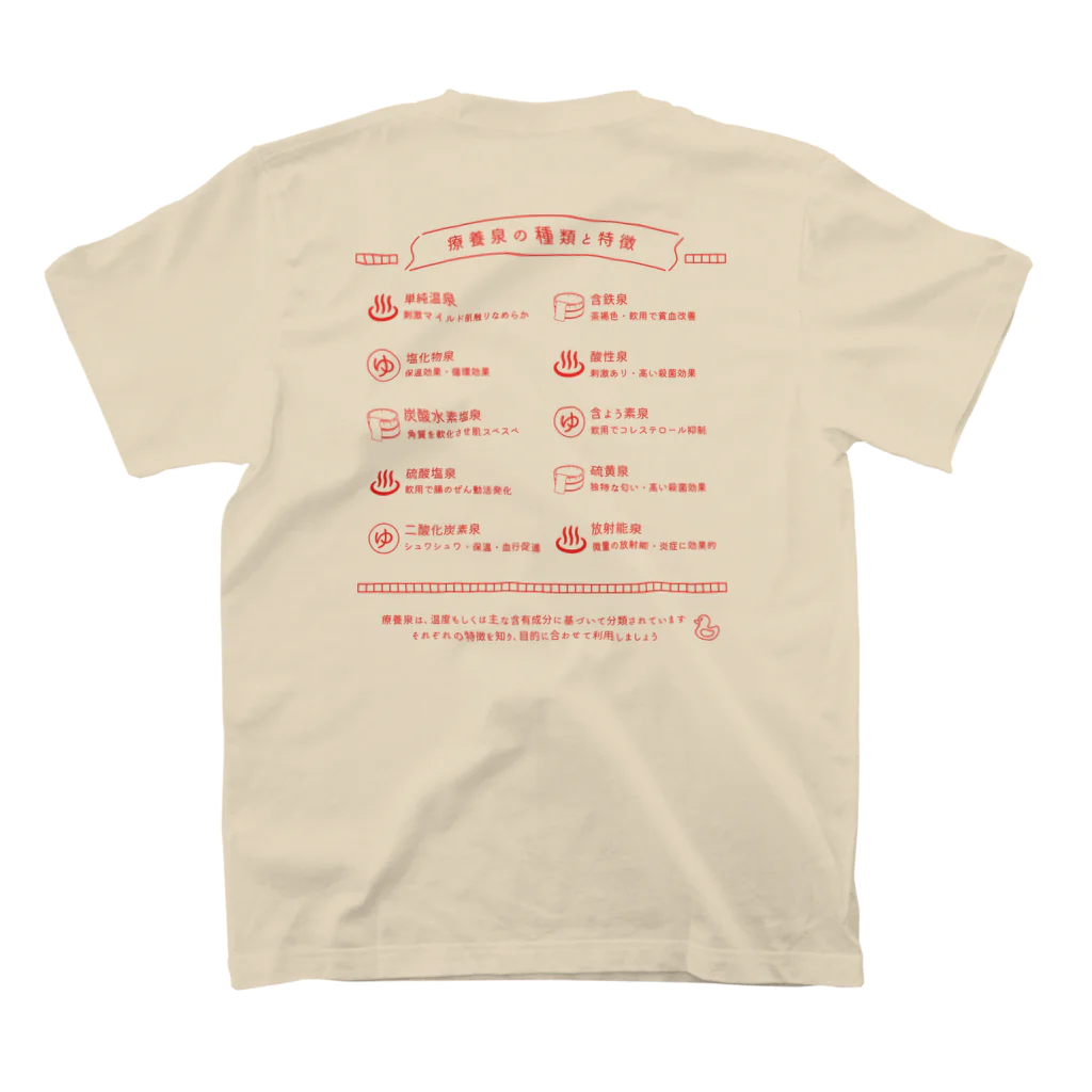 温泉グッズ@ブーさんとキリンの生活の療養泉の種類と特徴（赤・両面） Regular Fit T-Shirtの裏面