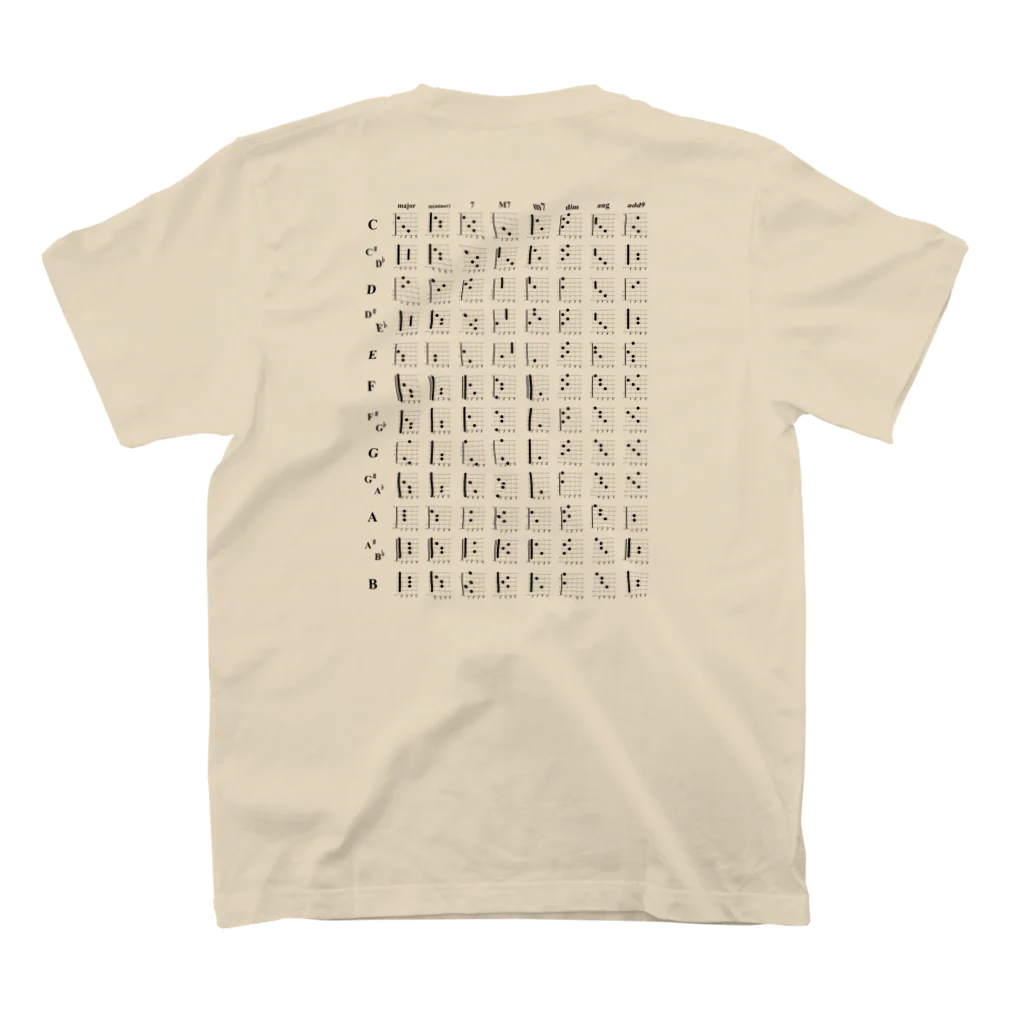 musicshop BOBのギターコード - guitar chord graph Regular Fit T-Shirtの裏面