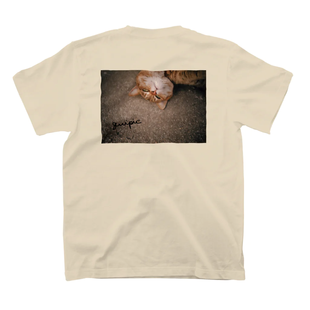 結希の【quipicロゴ】猫のバックプリントT-shirt スタンダードTシャツの裏面