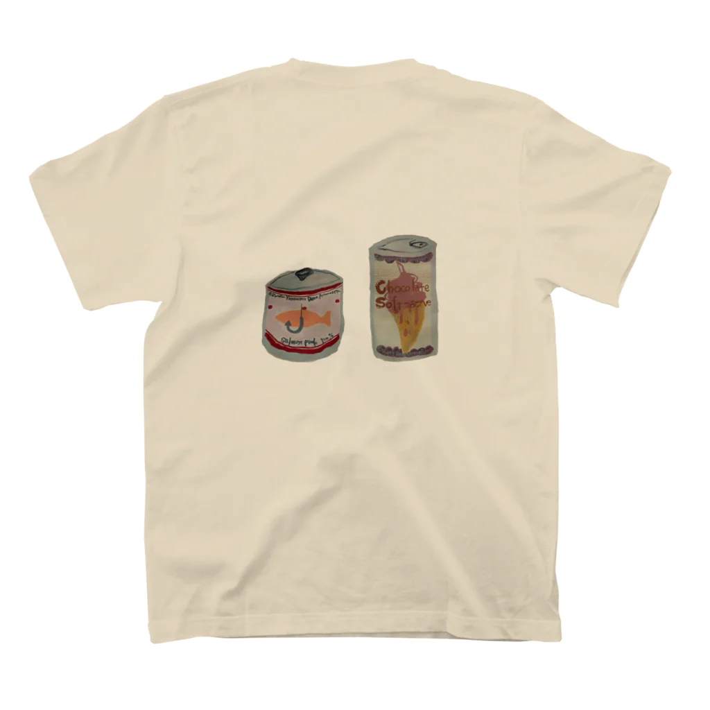 ニジミノオミセの架空の缶詰 Regular Fit T-Shirtの裏面
