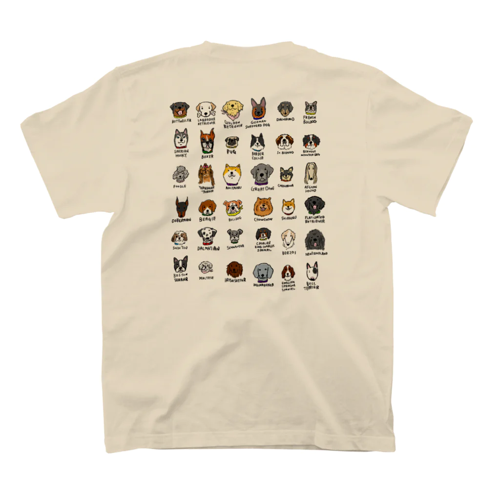 Dog Drawer Drawn by Dogの犬たくさん バックプリント Regular Fit T-Shirtの裏面