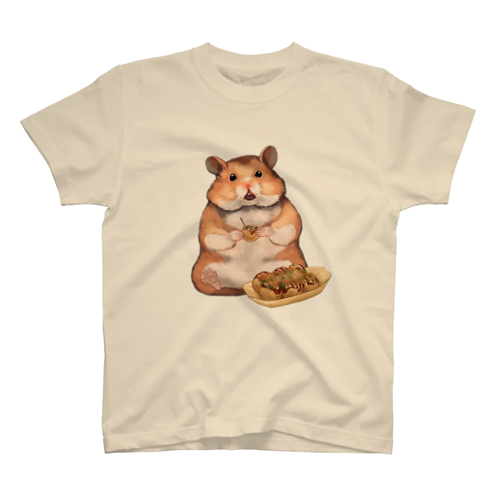 PURIPURI29のたこ焼き食べるハムちゃん スタンダードTシャツ