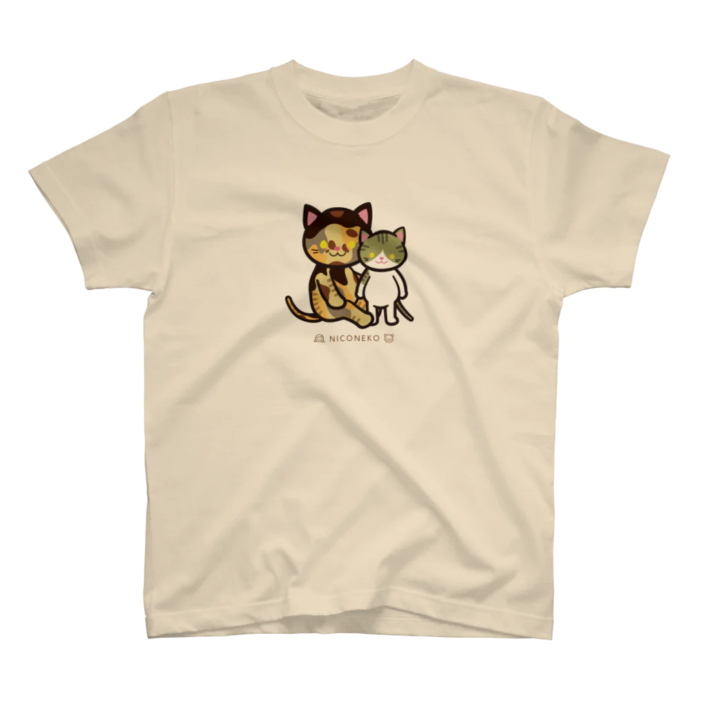 にこねこ【保護猫の保育園】のうずら・トントン親子Tシャツ 티셔츠