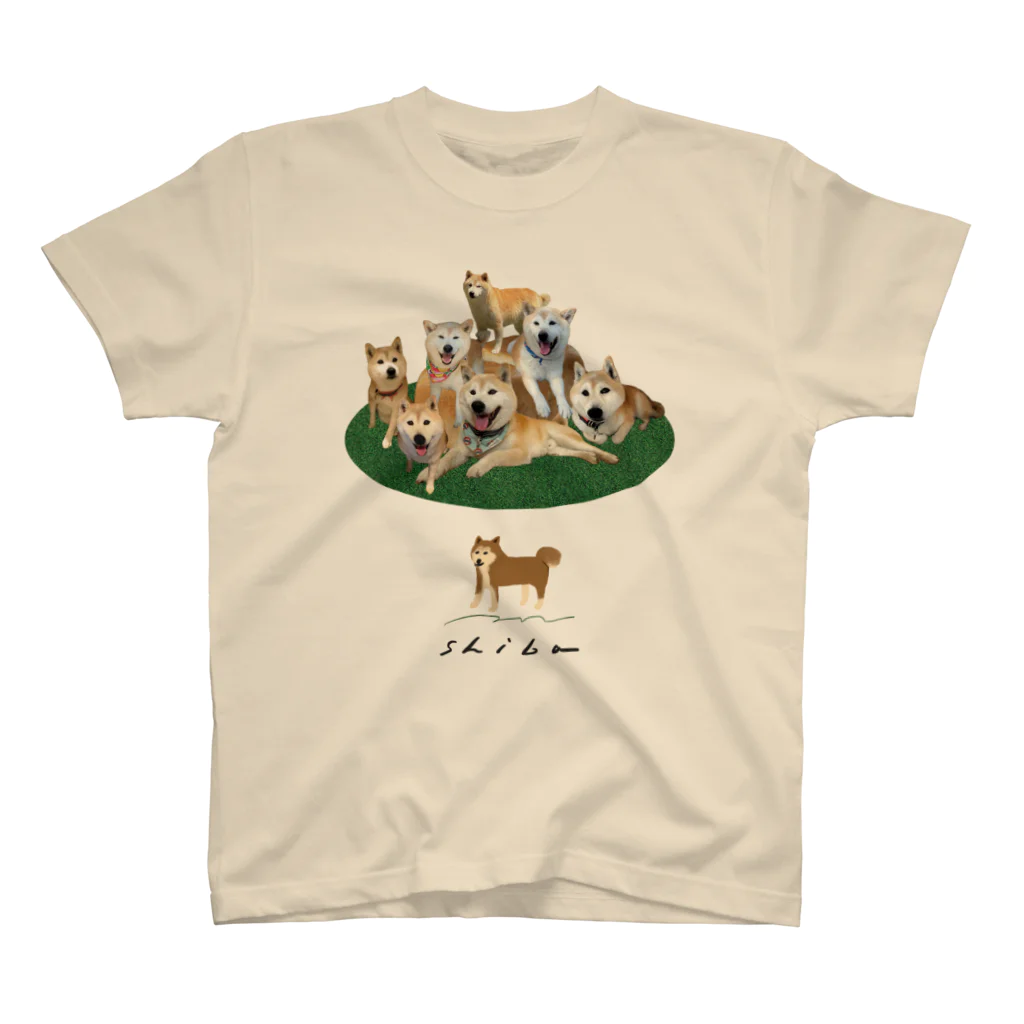 e r i k u r i nのシバの上にシバ　-shibainu- スタンダードTシャツ