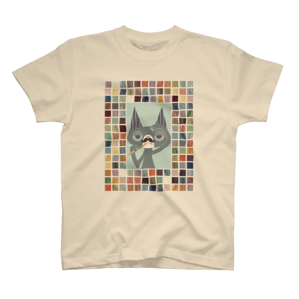 marikoのMustache Cat Regular Fit T-Shirt