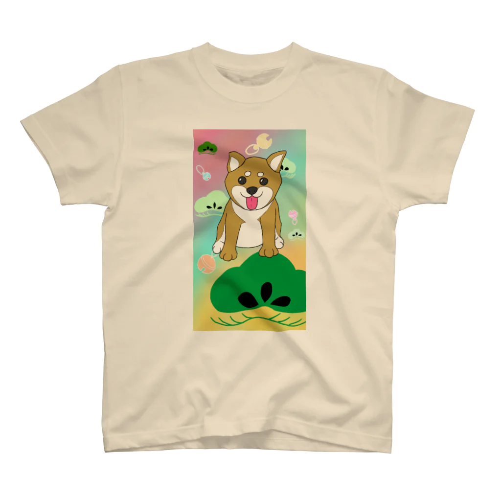 Lily bird（リリーバード）のにこにこ柴犬 和柄② スタンダードTシャツ