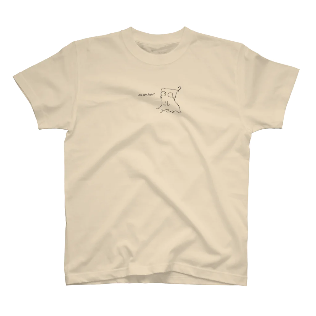 B6_6bitのLiquid Cat(黒) Regular Fit T-Shirt