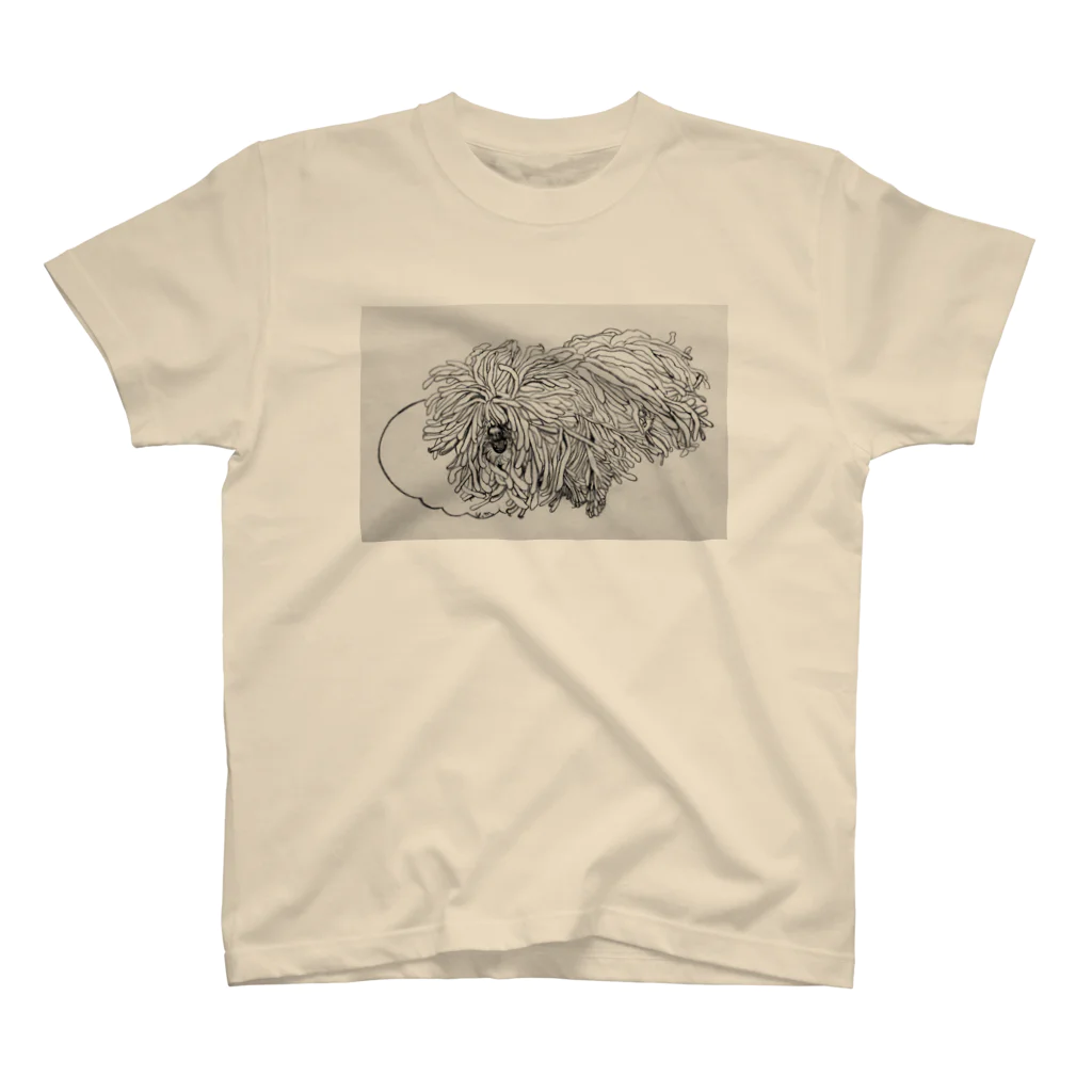 光平洋子のかしこいプーリー犬が転がる。 puli illustration  Regular Fit T-Shirt