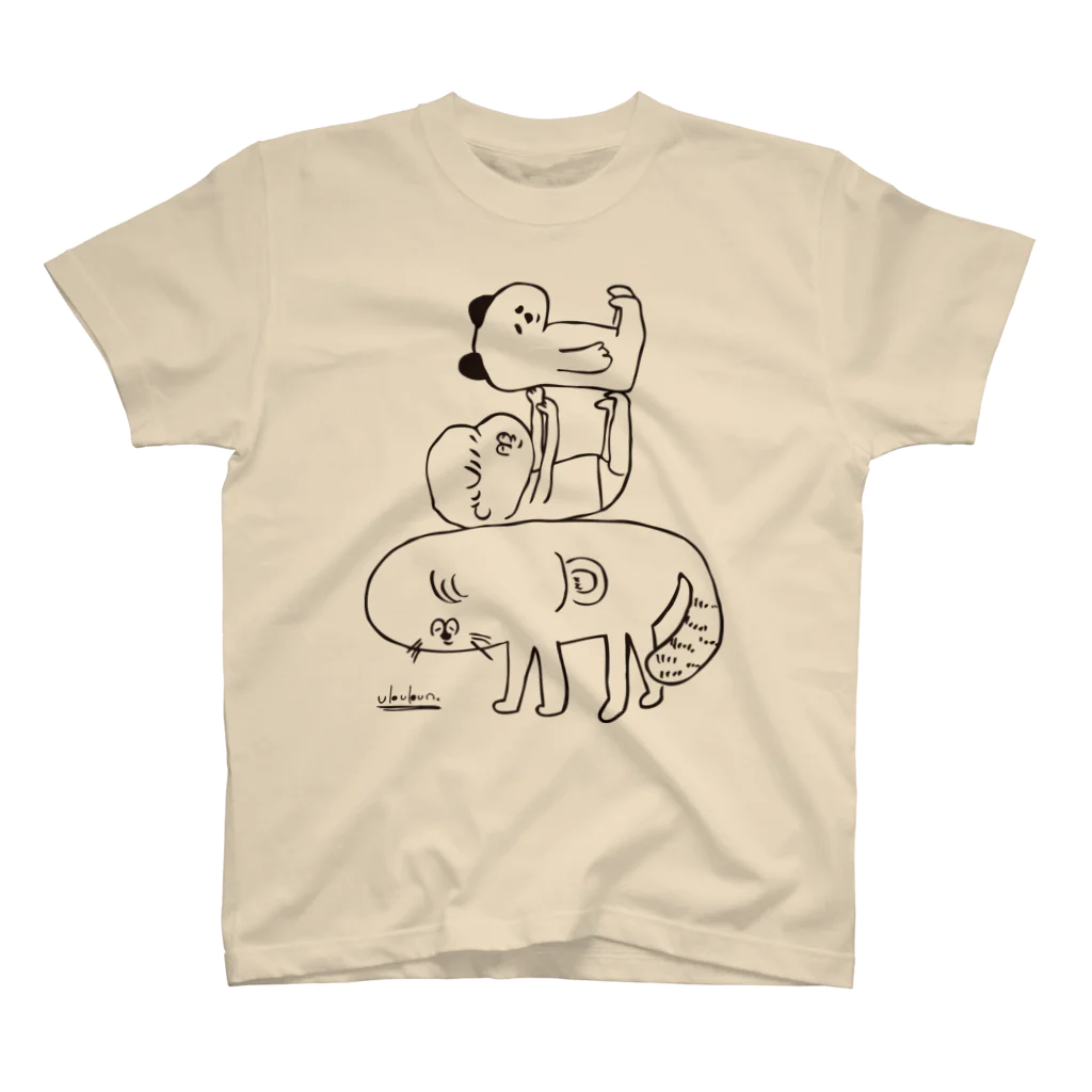 SHOP味み suzuri店の犬と赤子とイタチ Regular Fit T-Shirt